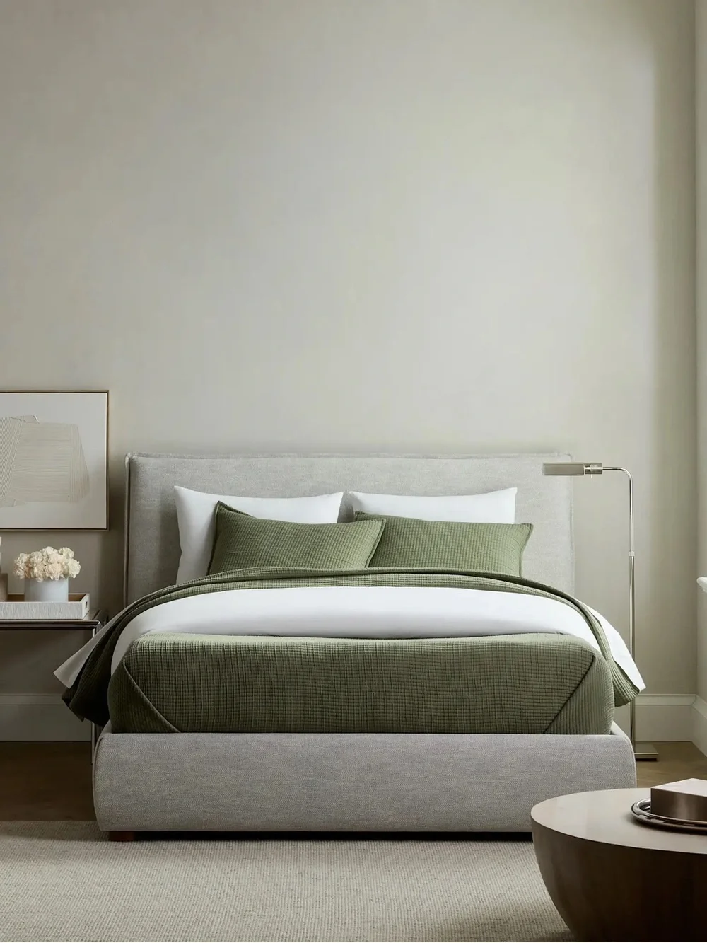 Quince Organic Ribbed Cotton Coverlet In Olive, King/Cal King